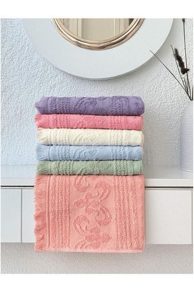 d'niss home touch of nature in your home Jacquard Patterned 6-Piece Fringed Towel Set 50*90