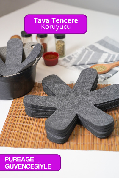 pure age 12 Adet Kalın Tava Tencere Ve Borcam Koruyucu Çizdirmez Keçe
