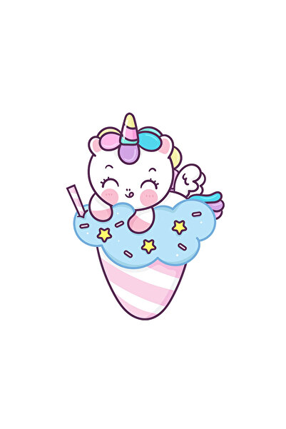 INOVATIX Set de 8 piese, autocolant unicorn pe înghețată, INOVATIX®. 6 cm