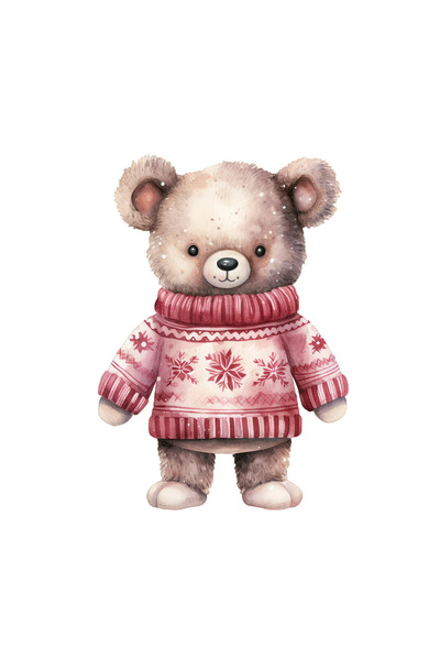 INOVATIX Set de 8 autocolante ursuleț cu pulover de Crăciun, INOVATIX®. 6 cm