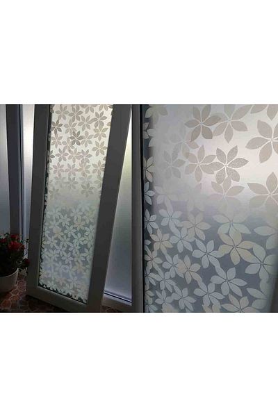 media Decorative window film white flowers, 8 m x 0.9 m