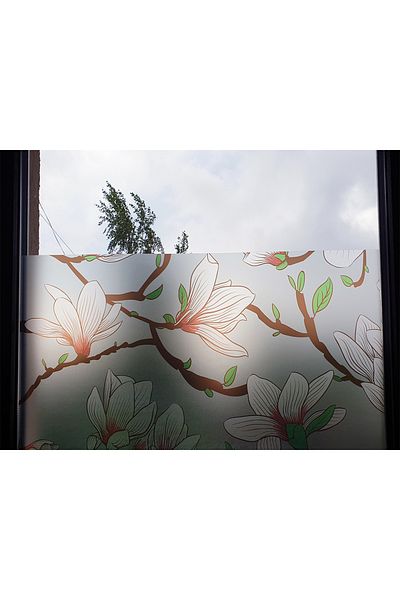 media Decorative window film magnolia flowers, 6 m x 1 m