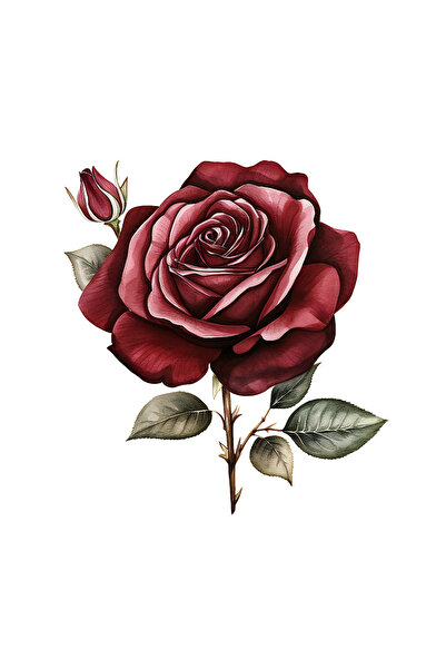 INOVATIX Set de 8 bucăți, autocolant Trandafir cu boboc roșu, INOVATIX®. 6 cm