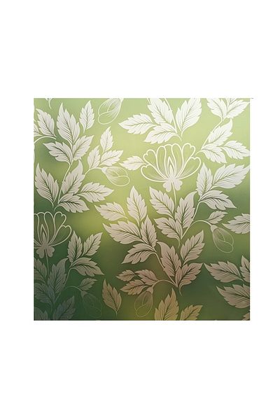 media Folie decorativa pentru geam autoadeziva floral verde si alb, 8 m x 1 m