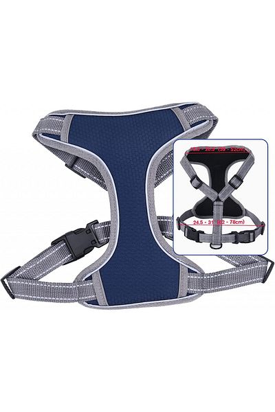 ERUW dog harness, nylon, grey/navy blue, size L