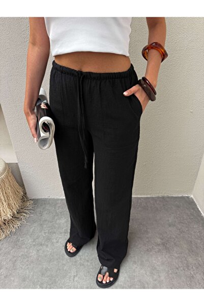 ESRAHELVACI Black Linen Cord Pants