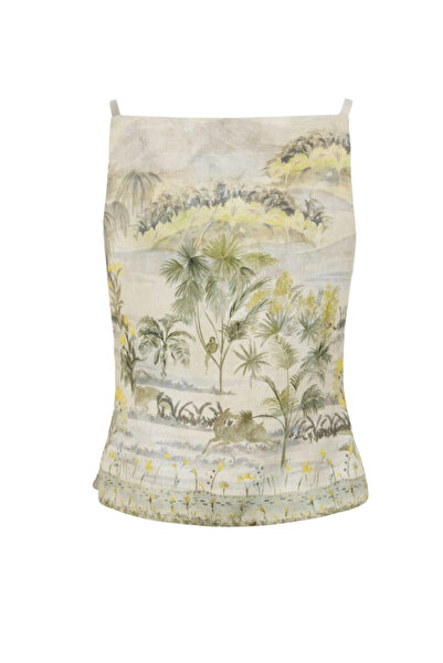 Exquise Thin Strap Regular Fit Tropical Print Blouse