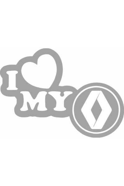 Image Car sticker, IMAGE, I love my RENAULT, silver, 23 x 17 cm