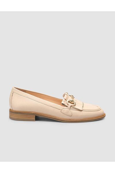 Cabani 100% Genuine Leather Beige Women's Tassel Loafer