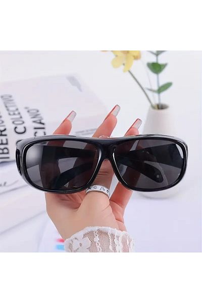 DEPOKON Night & Day Driving Glasses Black Wide Frame