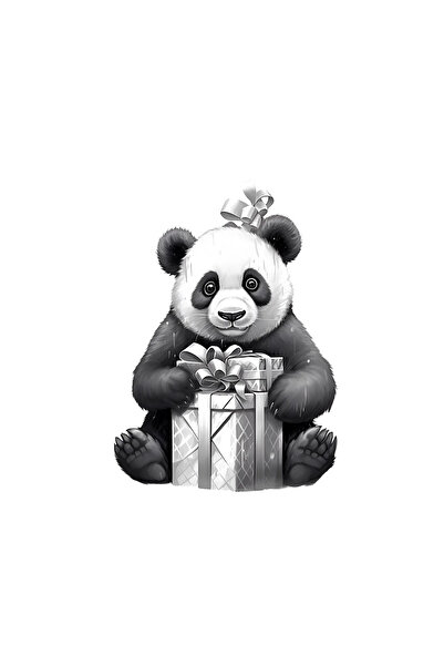 INOVATIX Set de 8 piese, autocolant Ursuleț Panda cu cadouri și fundă pe cap,...