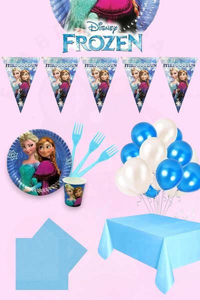 Evabrite Frozen Elsa Set for 32 People Birthday Party Supplies