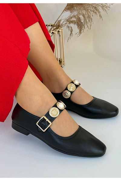 Celira Koope Black Skin Ballerina Shoes