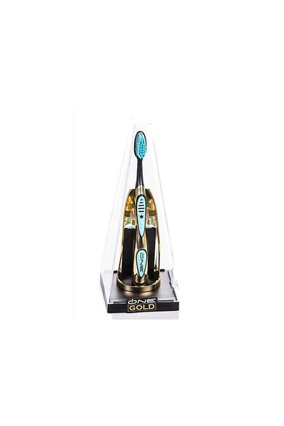 One Gold 24k Gold Plated Toothbrush, 3 Blue Refills, Made In Italy, Limited Edition