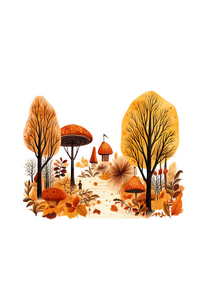 INOVATIX Set de 8 autocolante peisaj de toamnă, INOVATIX®. 6 cm