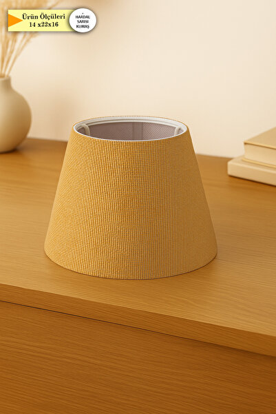 Eslight Hardal Sarısı Hasır Kumaş Abajur Başlığı 22 cm T32