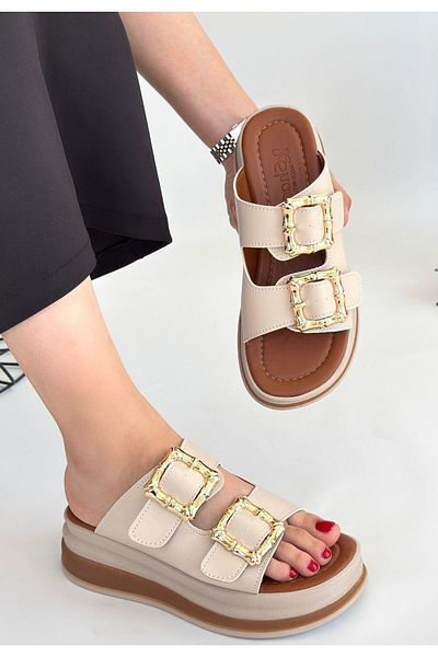 Celira Jalli Beige Skin Slippers