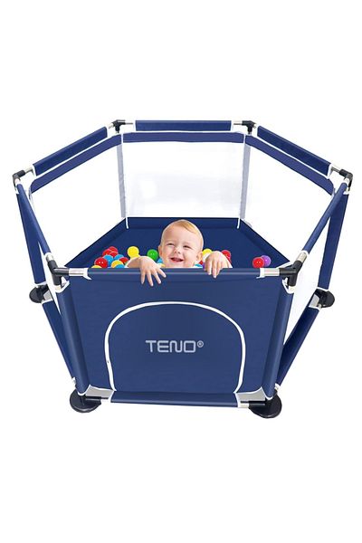 Teno Tarc/Loc de Joaca pentru Copii Teno®, usa cu fermoar exterior, dimensiuni 125x110x65.5, albastru
