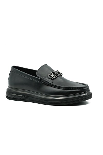 Tuna Genuine Leather Black Loafer Men's Shoes - Eva/Tpu Sole 2713
