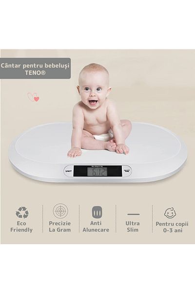 Teno Electronic Scale with LCD Display Teno®, max weight 20KG, ergonomic design, ultra slim, white