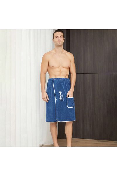 miraza Men's Microfiber Bath Towel Quick Drying Absorbent With Pocket and Adjustable Elastic Staples