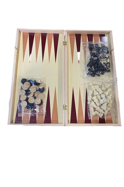 Vision Chess, backgammon and checkers game 29 x 29 cm made of wood, with all pieces included