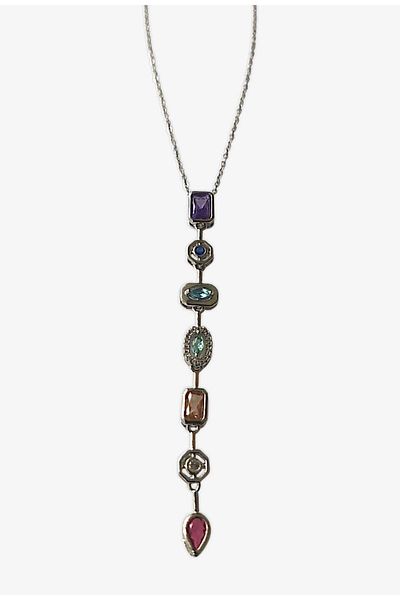 roseberry Steel Colored Stone Women's Y Necklace