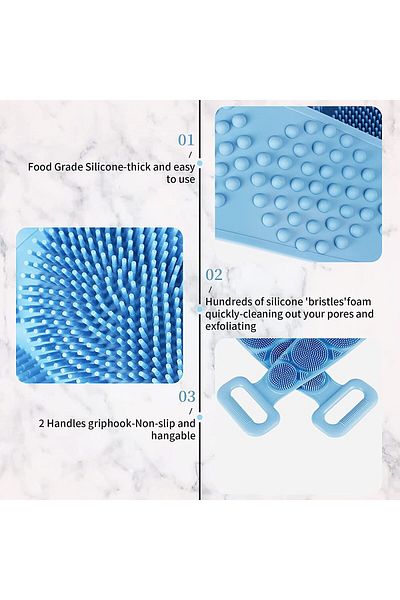 OEM Silicone shower brush, 70 cm, Blue