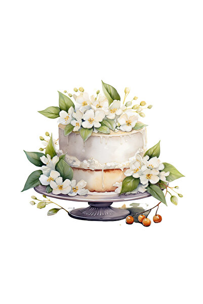 INOVATIX Set de 8 autocolante pentru tort de nuntă cu flori de iasomie, INOVATIX®. 6 cm