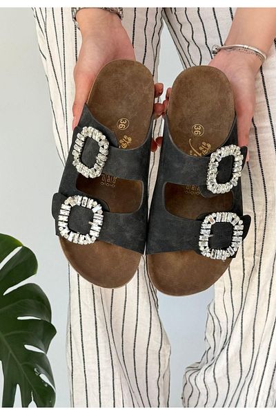 Celira Nool Black Nubuck Slippers