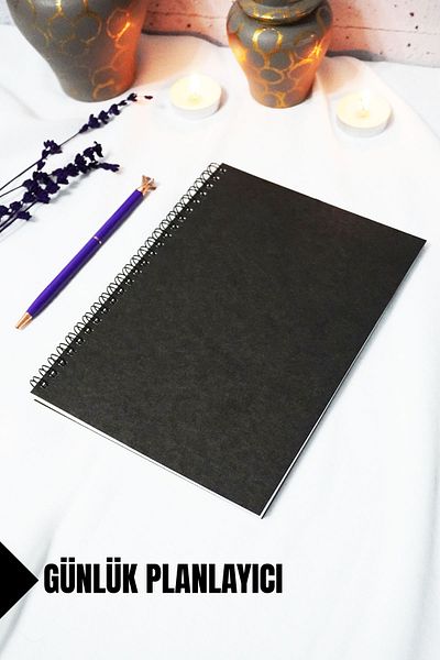 markcat A5 Black Kraft Cover - Daily Planner - 45 Sheets (90 Sheets) 15X21 cm - School Notebook