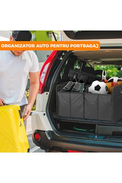 Teno Organizator Auto Portbagaj Teno®, 2 compartimente, pliabil, universal, negru
