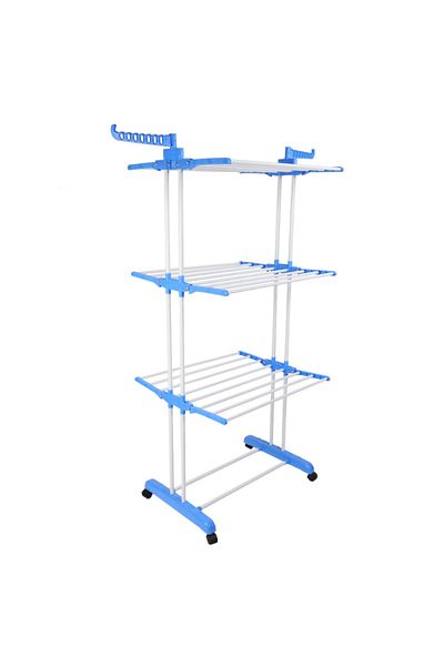 Teno Uscator Vertical pentru Rufe si Haine Teno®, 3 niveluri, mobil, pliabil, inaltime 175cm, albastru