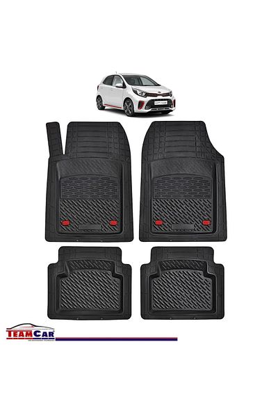 TEAMCAR ® Car Mats Tray Type Compatible With Kia Picanto Iii (2017 ) Black Durable Material
