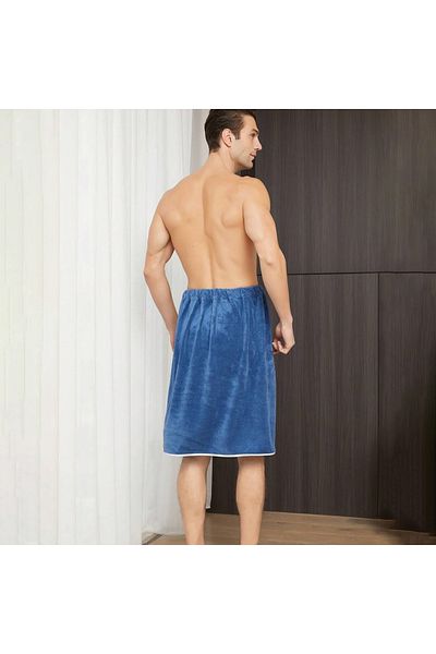 miraza Men's Microfiber Bath Towel Quick Drying Absorbent With Pocket and Adjustable Elastic Staples