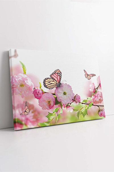 KOSS Dijital Pictură pe pânză cu flori roz, pictură cu fluturi, pânză cu viaț...
