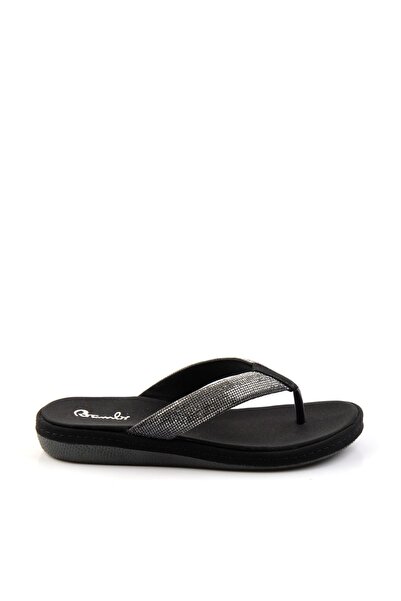 Bambi Матові чорні жіночі тапочки K04156025338