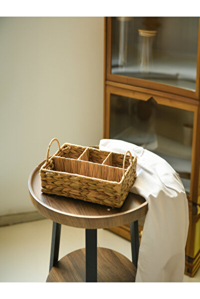 HONEYBEE سلة تخزين عشب الزنبق المكونة من 4 أقسام مع مقبض