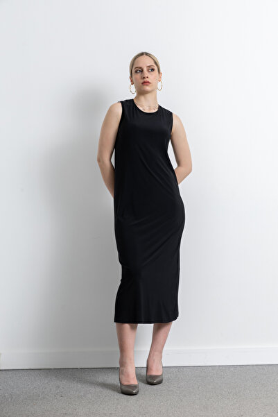 TUĞBA ERGÜL Ženska duga haljina bez rukava, boje peska, model 4051