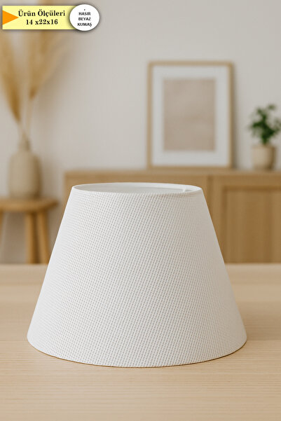 Eslight Hasır Beyaz Kumaş Abajur Başlığı 22 cm T27