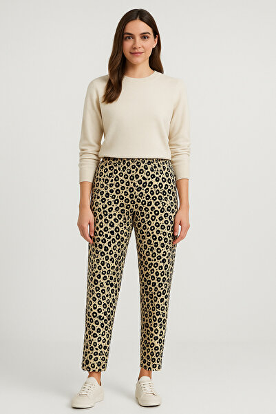 Black Arden Socks Kadın Kırmızı-Leopar Desenli Rahat Kesim Flanel Pijama Altı – Yumuşak Milan Kumaş