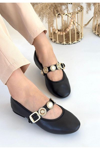 Celira Atnis Black Skin Ballerina Shoes