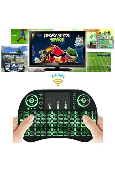 ANGORA ELECTRONİCS Mini tastatură wireless cu taste iluminate pentru Android Smart Box, Smart TV, PC, laptop, 2.4 GHz