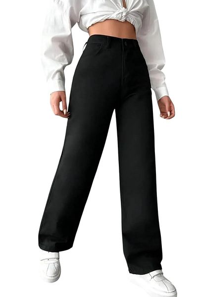Trn JNS Jack Fabric Black Wide Leg Jeans Super High Waist Wide Leg Jeans