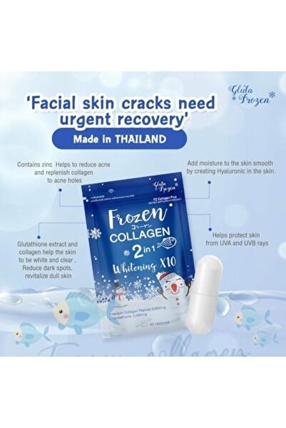 Frozen Kairvi Frozen Collagen 2-in-1 Whitening X10 – Glutathione & Collagen Capsules with Vitamin C, Zinc