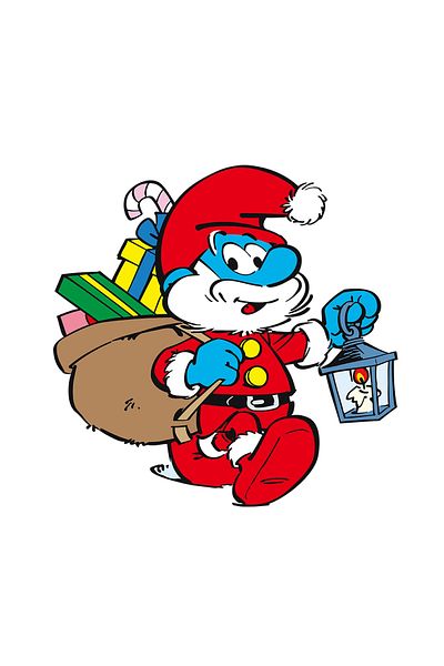 INOVATIX Set of 8 pieces, Sticker The Smurfs Santa Claus with a full sack, INOVATIX®. 6 cm
