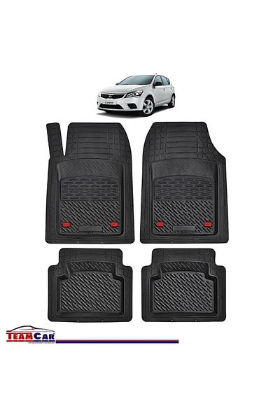 TEAMCAR ® Car Mats Tray Type Compatible With Kia Ceed (2006–2012) Black Durable Material