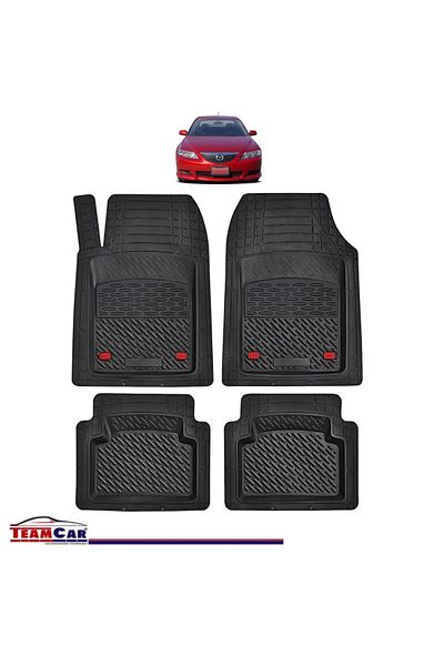 TEAMCAR Covorașe auto tip tavă compatibile cu Mazda 6 (2002–2008), negre, material durabil
