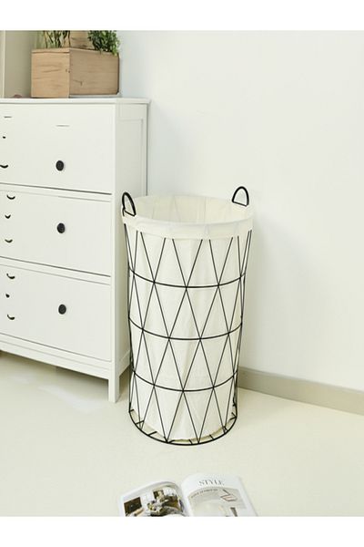 HONEYBEE Round Shaped Open Top Iron Laundry Hamper with Handle
