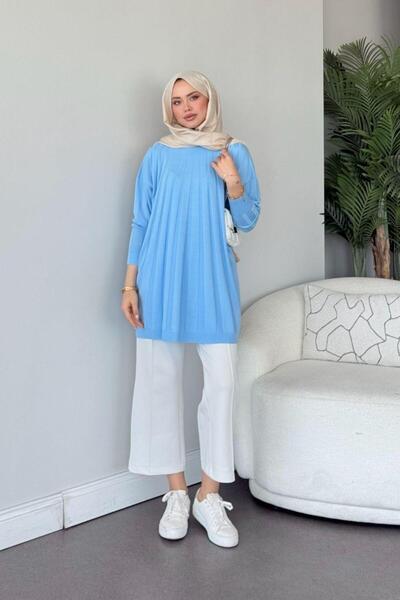 Şulemoda Giyim تونيك مرسيريزد بألوان قوس قزح أزرق فاتح